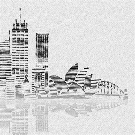 Sydney skyline art printable Hand drawn city illustration | Etsy