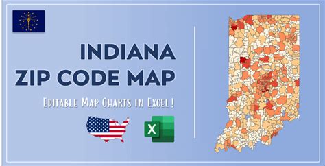 Indiana Zip Code Map and Population List in Excel