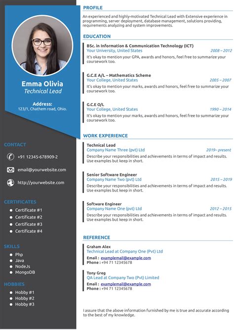 LibreOffice writer resume template 05 gallery - Gihan Dilanka