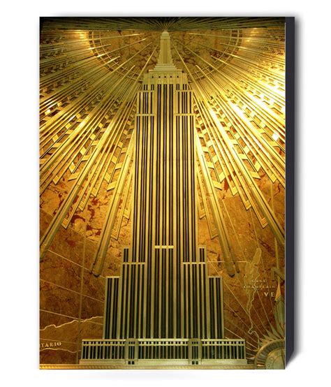 Gold Empire State Building Art Deco Canvas Wall Art Framed Print - Var – FAB CANVAS ART