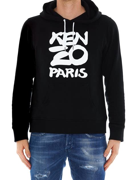 KENZO Cotton Logo Hoodie in Black for Men - Lyst