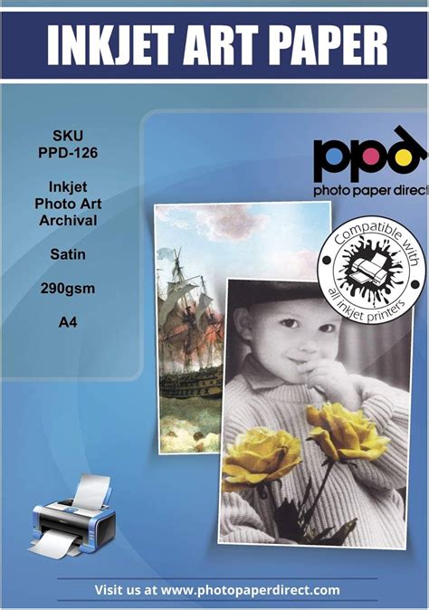 PPD Inkjet Satin Archival Acid Free Photo Art Paper A4 290gsm x 25 Sheets PPD-126-25: Amazon.co ...