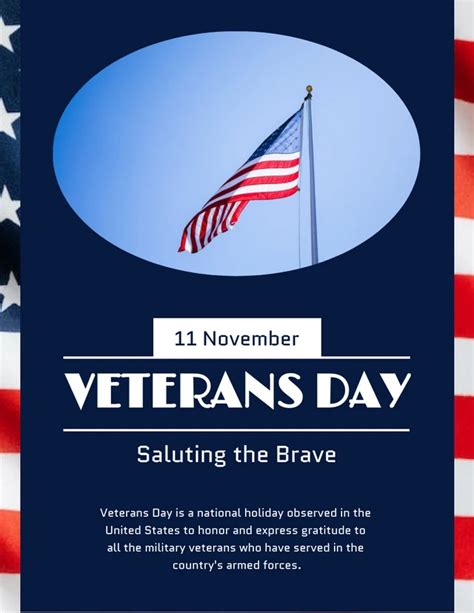 Blue Navy Veterans Day Poster - Venngage