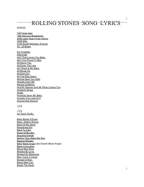 Titles rolling stones lyrics a z numbered | Rolling stones lyrics ...