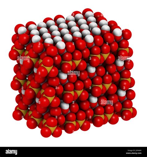 Kaolinite clay mineral, crystal structure. Atoms shown as spheres Stock ...