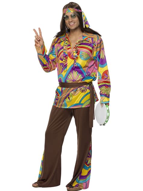 Psychedelic Hippie Costume Mens Hippy Retro 60s 70s Disco Woodstock ...