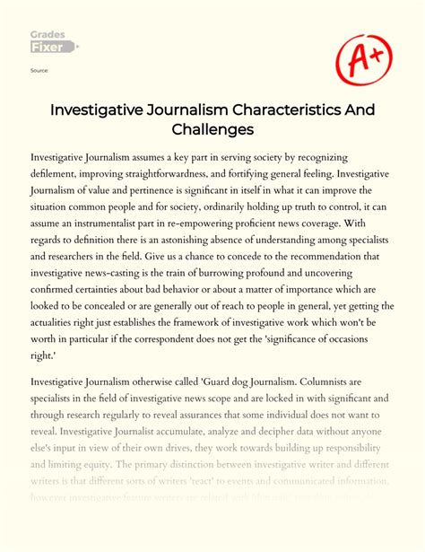 Investigative Journalism Characteristics and Challenges: [Essay Example ...