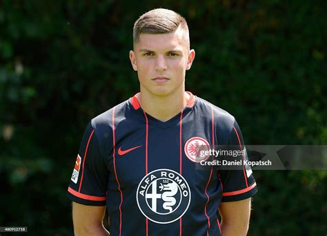 Enis Bunjaki poses during the Eintracht Frankfurt team presentation ...