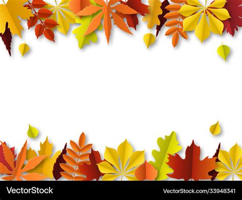 Fall leaves concept autumn border paper cut Vector Image