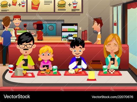 Family eating out in the restaurant Royalty Free Vector