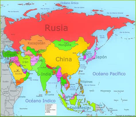 Mapa de Asia para imprimir | Político | Físico | Mudo | Nombres · 2024