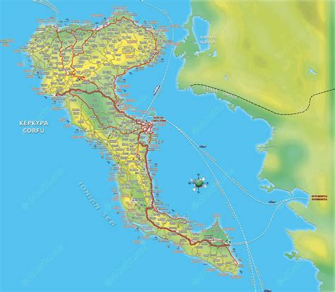 Zweisprachige Karte von Korfu mit Englischen Namen - AtCorfu