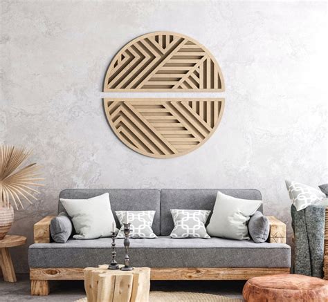 Round Wood Wall Art Round Wood Art Geometric Wood Wall Art - Etsy