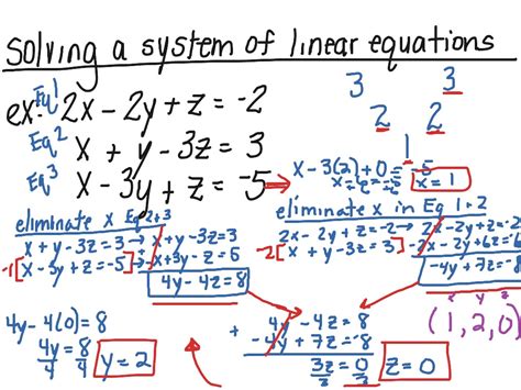 Solving a system of linear equations- 3 variables | Math | ShowMe