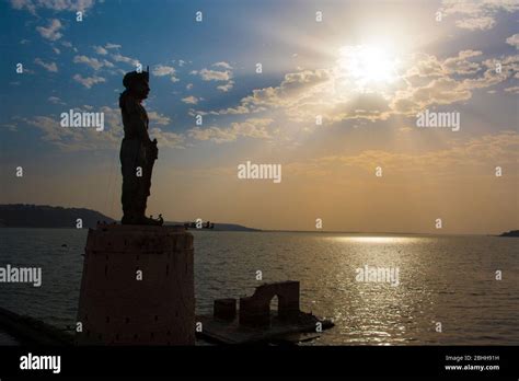 Bhopal / India 11 March 2019 Statue of king raja bhoj in upper lake Bhopal city in Madhya ...