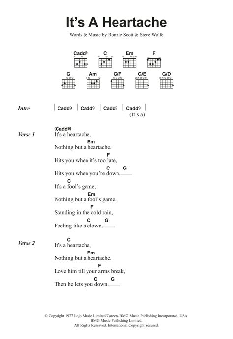 It's A Heartache by Bonnie Tyler - Guitar Chords/Lyrics - Guitar Instructor