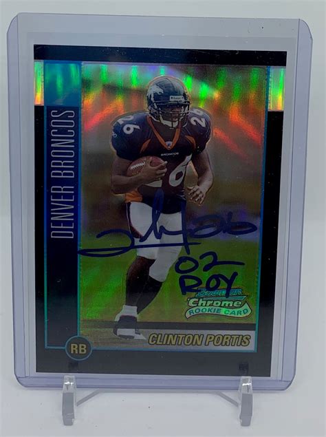 Clinton Portis - Autographed 2002 Bowman Chrome Refractor Rookie Card ...