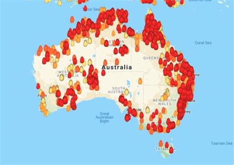 Australia Fires Map Feb 2020