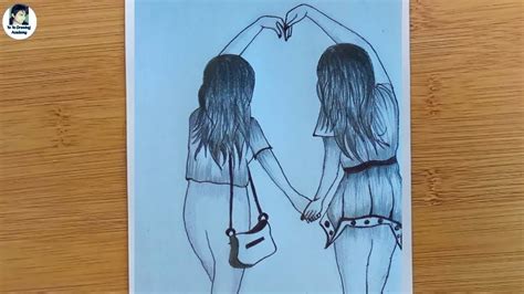 How to Draw Two Best Friends Holding Hands - Step by Step || Best ...