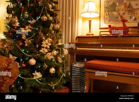 Christmas Tree and Piano Stock Photo - Alamy