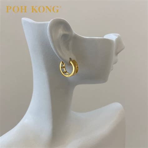 POH KONG 916/22K Yellow Gold Minimalist Hoop Earrings