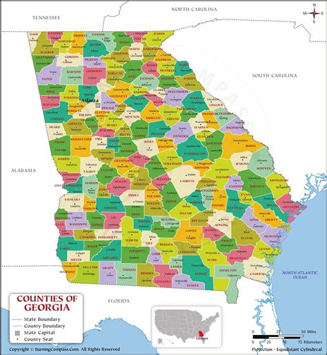 Buy Georgia County Map Online, Purchase Georgia County Map