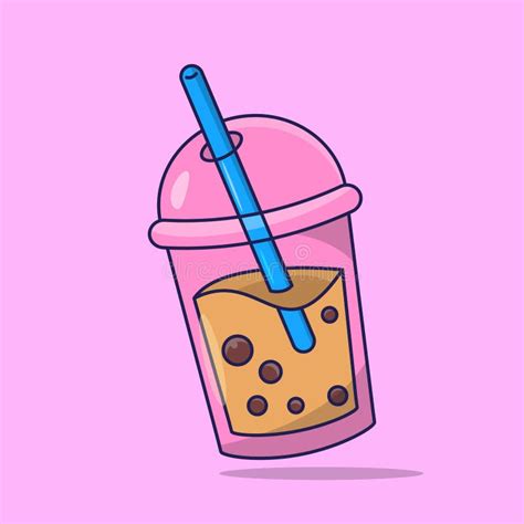 Boba Milk Tea Logo, Bubble Tea, Beverage Symbol With Cute Vector Kawaii Character Of Boba Milk ...