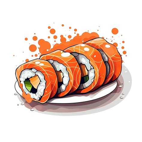 AI Generative Cartoon Sushi No Background Applicable to any Context Perfect for Print On Demand ...