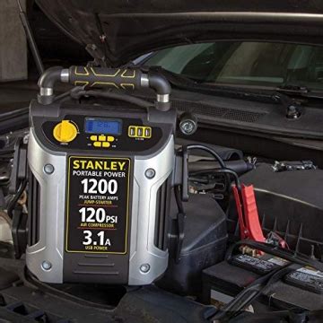 STANLEY J5C09D Digital Portable Power Station Jump Starter: 1200 Peak/600 Instant Amps, 120 PSI ...