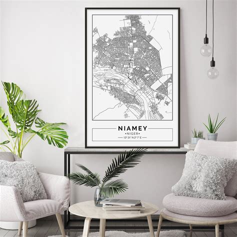 Niamey map print Niamey map poster Niamey wall art Niamey | Etsy