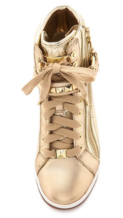 MICHAEL Michael Kors Glam Studded High Top Sneakers Pale Gold in Metallic - Lyst