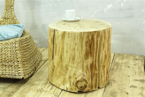 Rustic Tree Stump Side Table on Rolling Casters Side Table of Aspen Tree Trunk stump coffee ...