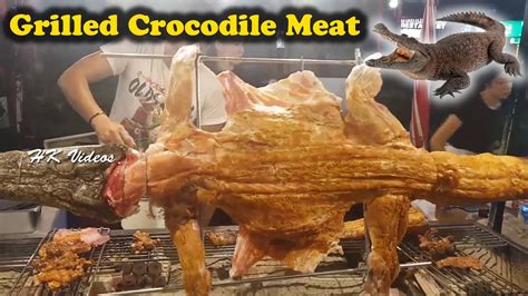 Thailand Street Food Grilled Crocodile Meat | Crocodile Farm in Thailand - YouTube