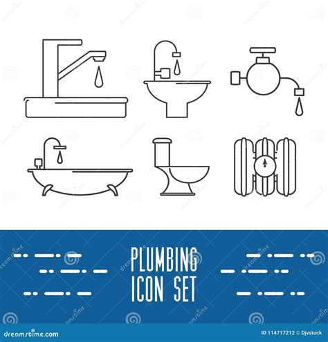 Flat Set Icon Bathroom Design Stock Vector - Illustration of flat, pipe ...