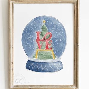 Christmas Philadelphia LOVE Print Watercolor Philly Love Sign - Etsy