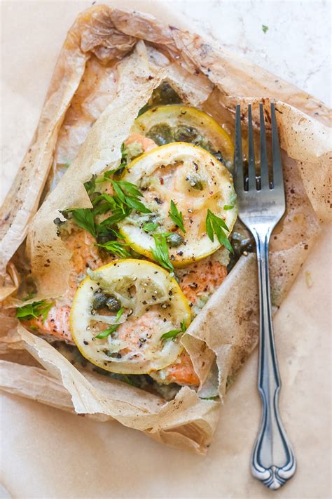 Lemon Butter Capers Salmon Baked in Parchment Paper Salmon In Parchment ...