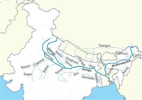 Map Of Ganga River And Its Tributaries - Tourist Map Of English