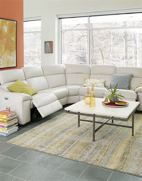 White Leather Power Recliner Sectional - From My Heart