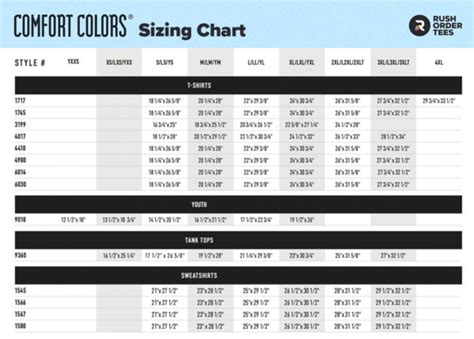 Comfort Colors Sizing Chart – CRT Apparel