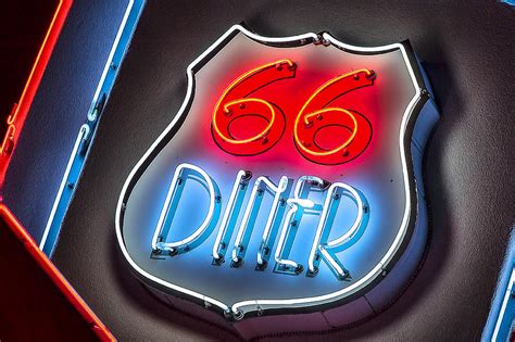 ROUTE 66 - 66 Diner Vintage Neon Sign in Albuquerque New Mexico ...