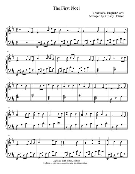 The First Noel (by Tiffany Hobson -- Piano Solo) Free Printable Sheet Music, Free Sheet Music ...