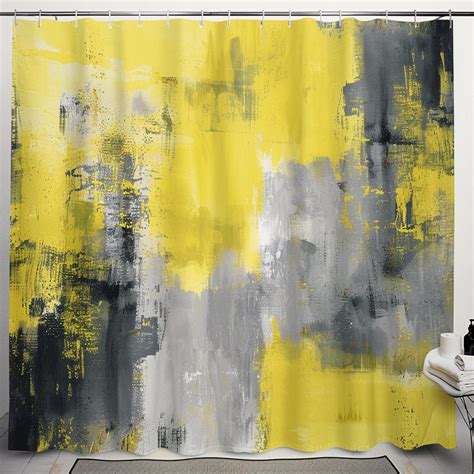 Modern Abstract Yellow Grey Bathroom Decor Set Farmhouse Style for Cozy ...