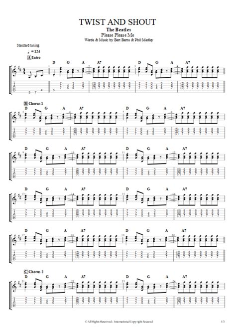 Twist And Shout Tab by The Beatles (Guitar Pro) - Full Score | mySongBook