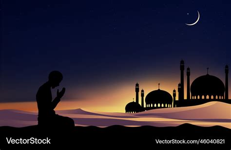 Ramadan kareem background with prayer and mosque Vector Image