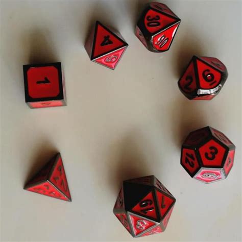 Tabletop RPG Metal Dice Set in Red and Black Enamel | Dnd stuff, Tabletop rpg, Rpg