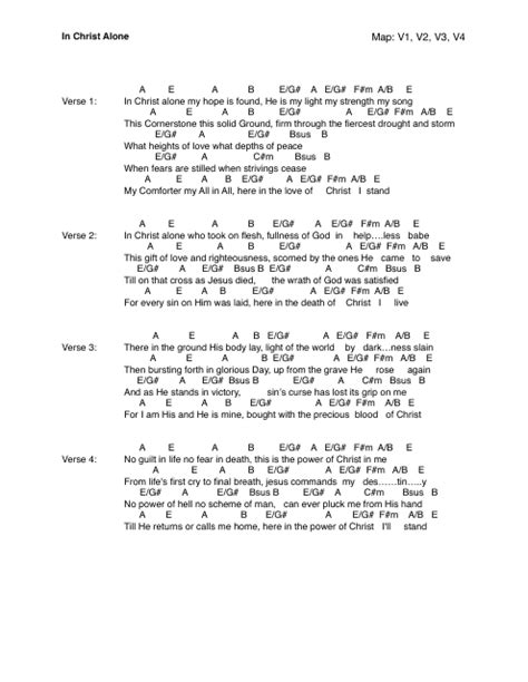 In Christ Alone - Chords and Lyrics Sheet Music Download Printable PDF | Templateroller