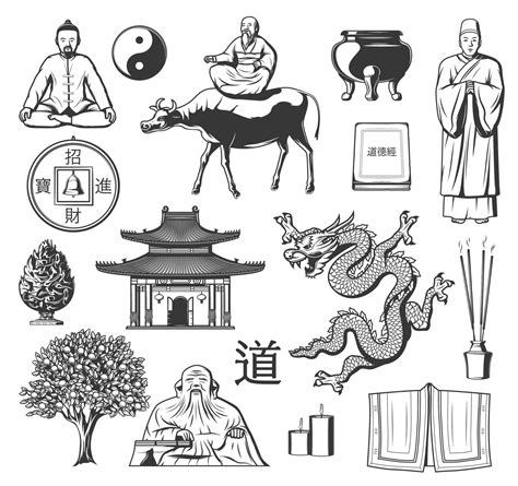 Taoism chinese religion symbols and icons 16162424 Vector Art at Vecteezy