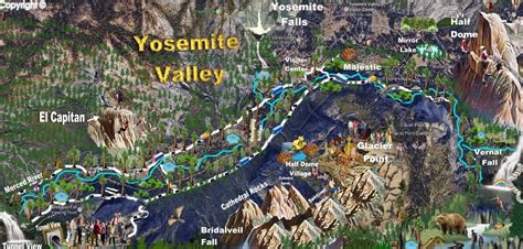 Yosemite Valley Topographic Map - London Top Attractions Map