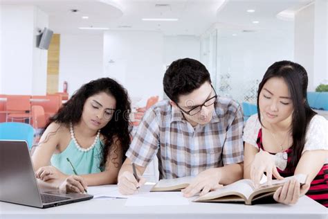 Male Student Studying with His Friends Stock Image - Image of academic ...