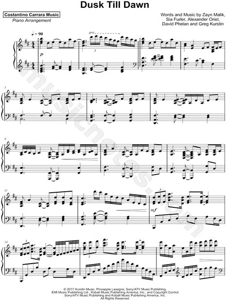 Print and download Dusk Till Dawn sheet music by Costantino Carrara ...